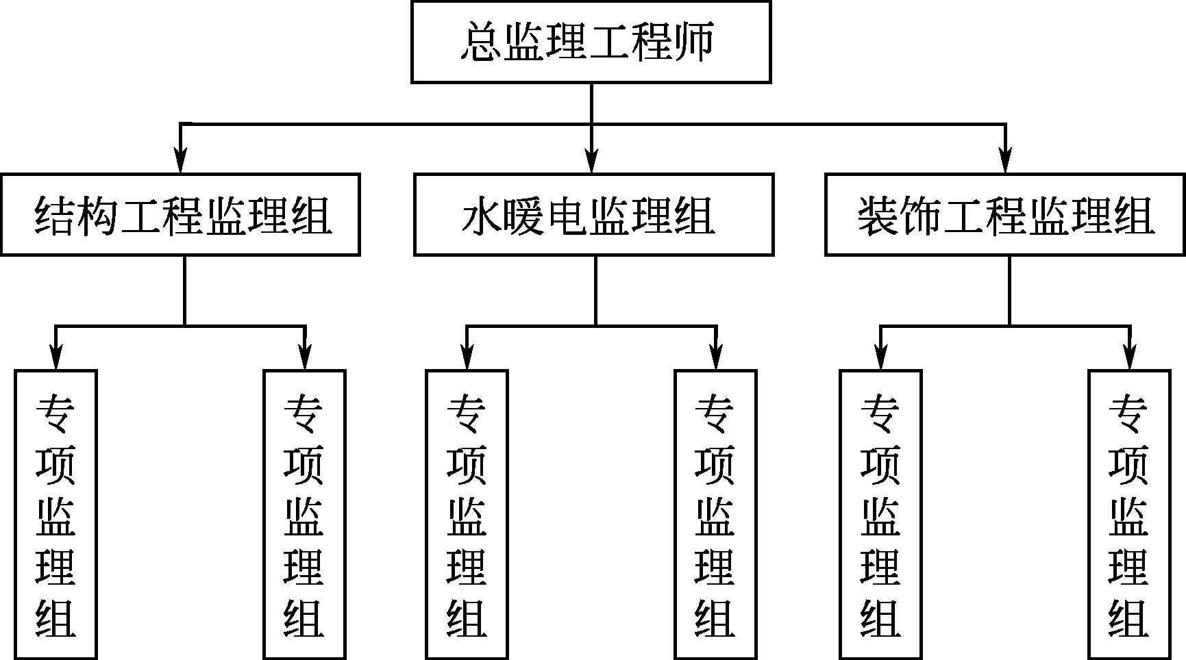 按专业内容分解的直线制监理组织形式