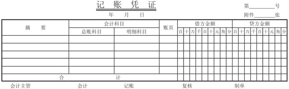 通用记账凭证的样式