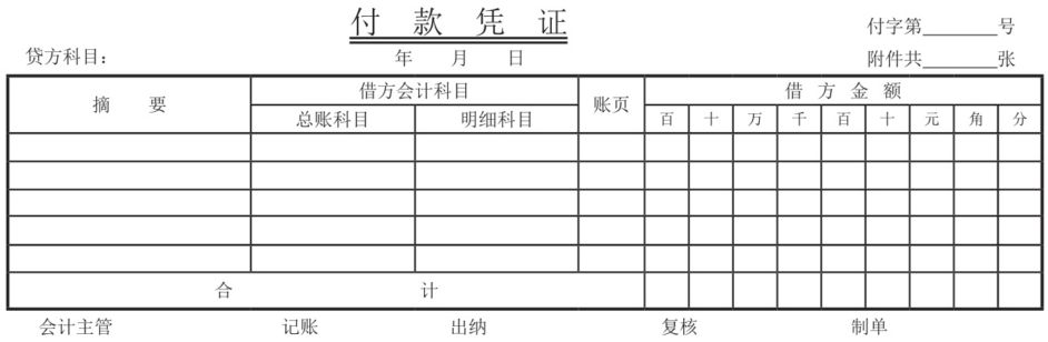 付款凭证的样式