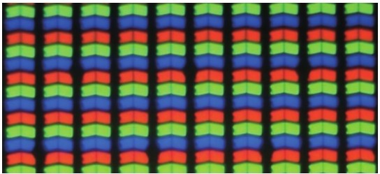 显微镜下的苹果手机屏幕的像素排列
